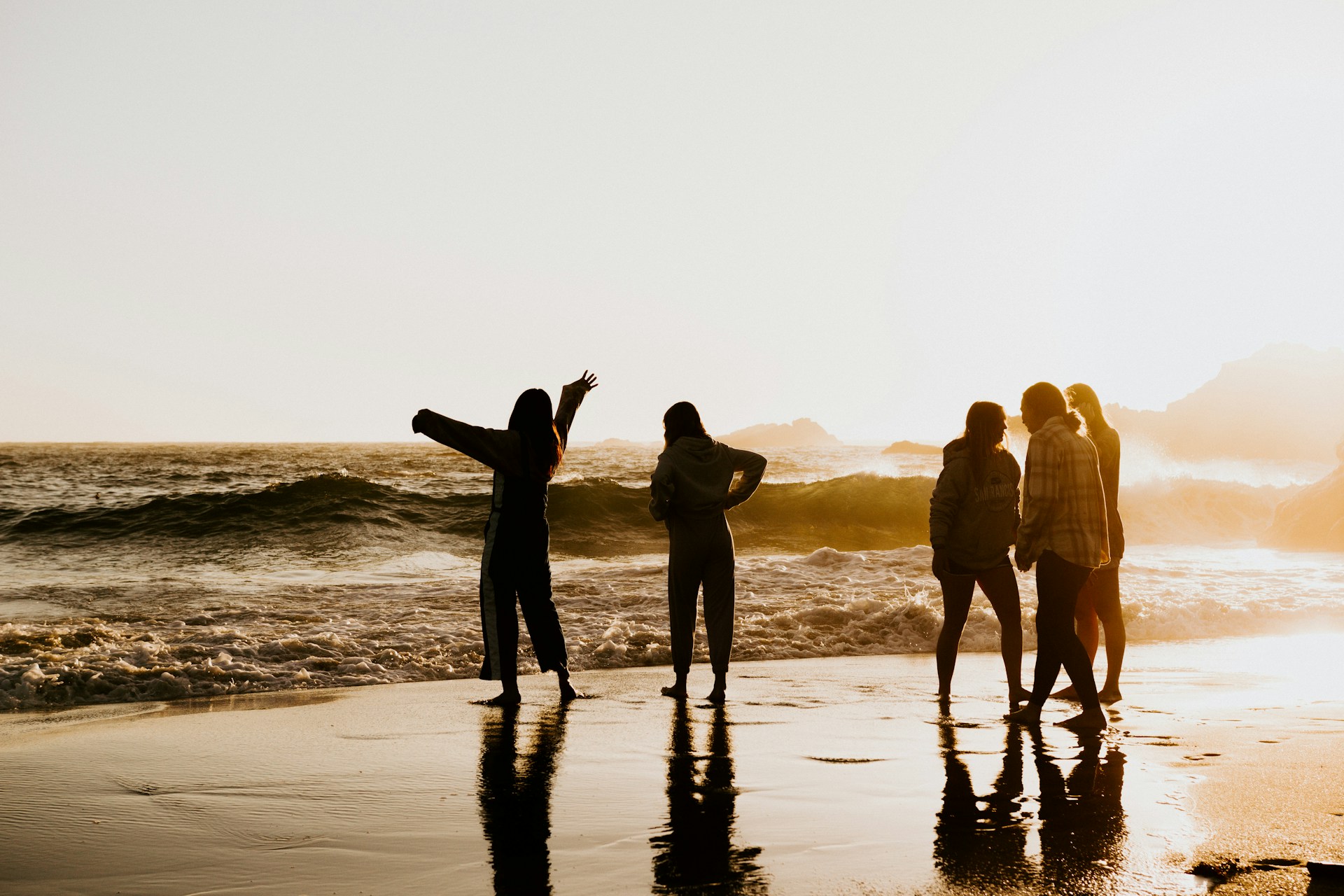 single girls enjoying the time together in the beach